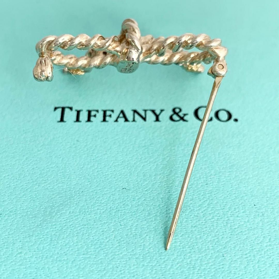 Tiffany & Co.(ティファニー)のティファニー 希少 ツイスト コンビ リボン ブローチ シルバー K18 レディースのアクセサリー(ブローチ/コサージュ)の商品写真