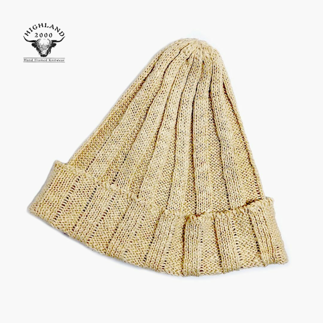 nest Robe(ネストローブ)の美品 HIGHLAND 2000✨ハイランド リネンコットン ニットキャップ帽 レディースの帽子(ニット帽/ビーニー)の商品写真