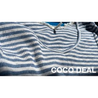 ココディール(COCO DEAL)のCOCODEAL ボーダー リブ カットソー キラキラ 水色 白(カットソー(長袖/七分))