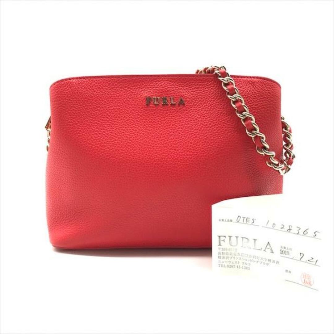 Furla(フルラ)の美品 FURLA フルラ レザー チェーン ショルダー バッグ レッド k1480 レディースのバッグ(ショルダーバッグ)の商品写真