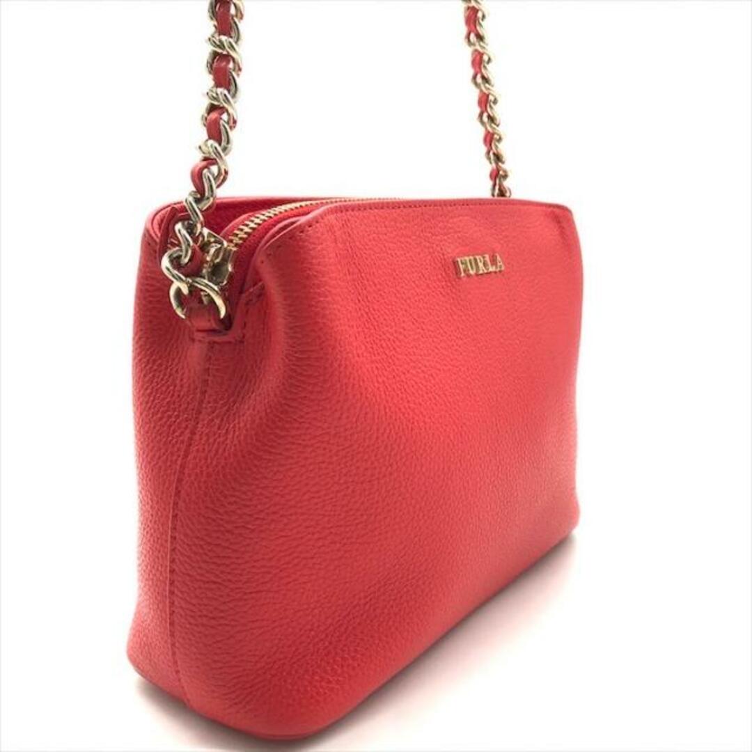 Furla(フルラ)の美品 FURLA フルラ レザー チェーン ショルダー バッグ レッド k1480 レディースのバッグ(ショルダーバッグ)の商品写真