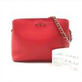 美品 FURLA フルラ レザー チェーン ショルダー バッグ レッド k148