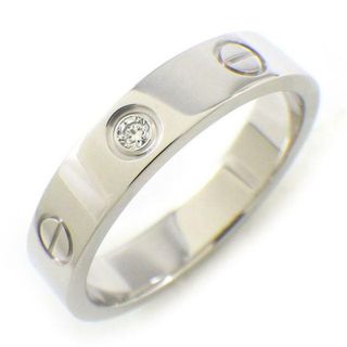 カルティエ(Cartier)のカルティエ Cartier リング ミニ ラブ B4050552 幅4mmモデル 1ポイント ダイヤモンド 0.02ct K18WG 12号 / #52 【中古】(リング(指輪))