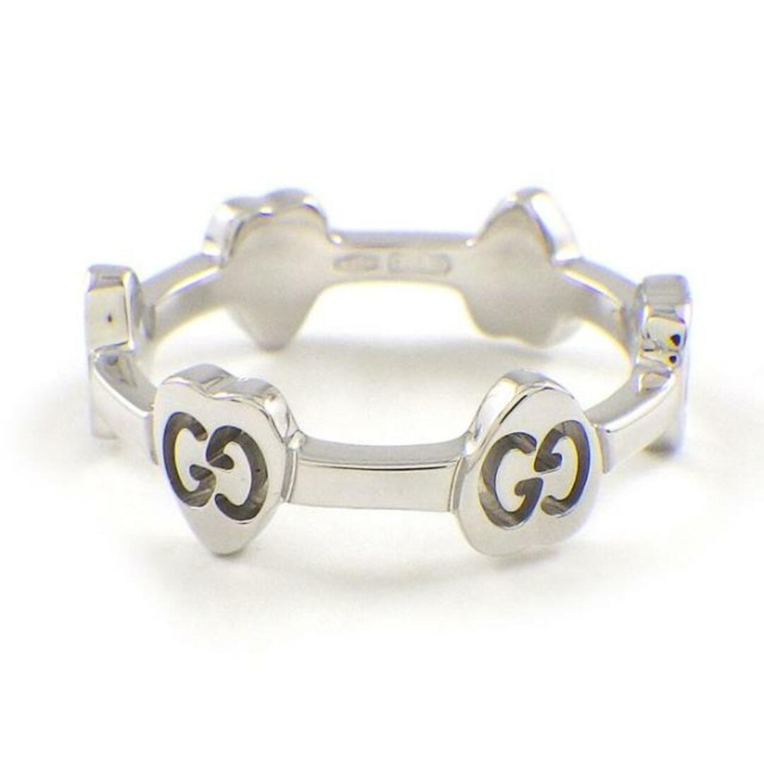 Gucci(グッチ)のグッチ GUCCI リング アイコン ハート ステーション GG ロゴ K18WG 8号 / #8 【中古】 レディースのアクセサリー(リング(指輪))の商品写真