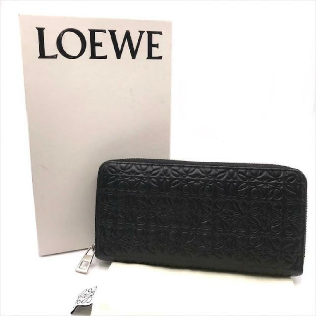 LOEWE(ロエベ)の超美品 LOEWE ロエベ アナグラム リピート レザー ラウンドファスナー ウォレット 長財布 ブラック a3281 レディースのファッション小物(財布)の商品写真