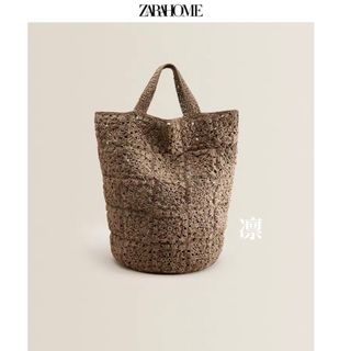 ザラホーム(ZARA HOME)のザラホーム　大容量編みバッグ  かごバッグ(トートバッグ)