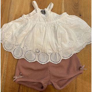 ベビーギャップ(babyGAP)の女の子服　上下セット　90センチ(Tシャツ/カットソー)