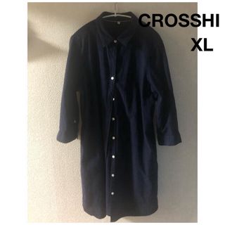 シマムラ(しまむら)のしまむら  紺色 シャツ ブラウス CROSSHI ロング丈 春物(シャツ/ブラウス(長袖/七分))