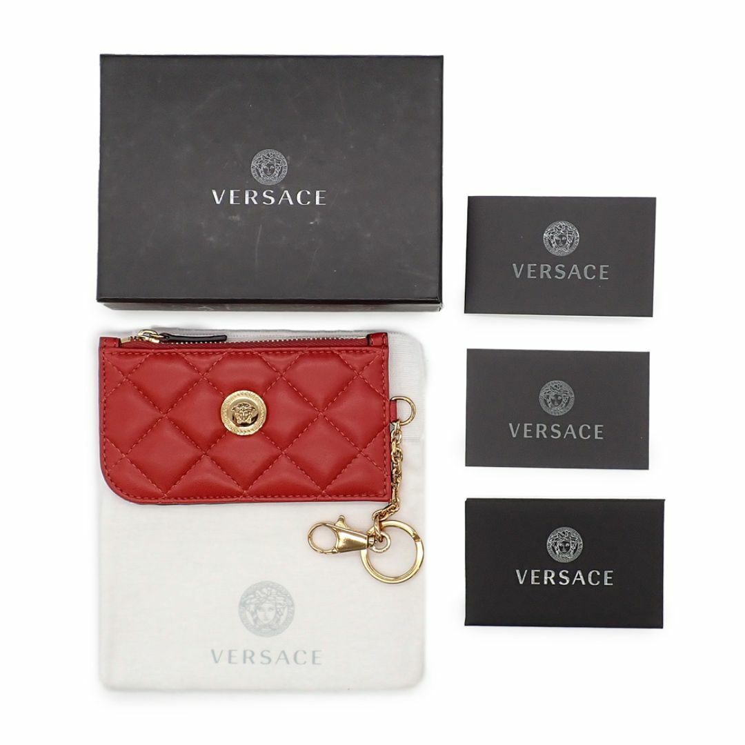 VERSACE(ヴェルサーチ)の新品 ヴェルサーチ メデューサ フラグメントケース コインケース 小銭入れ カードケース キーリング DP3I168S レッド ゴールド金具 レディースのファッション小物(コインケース)の商品写真