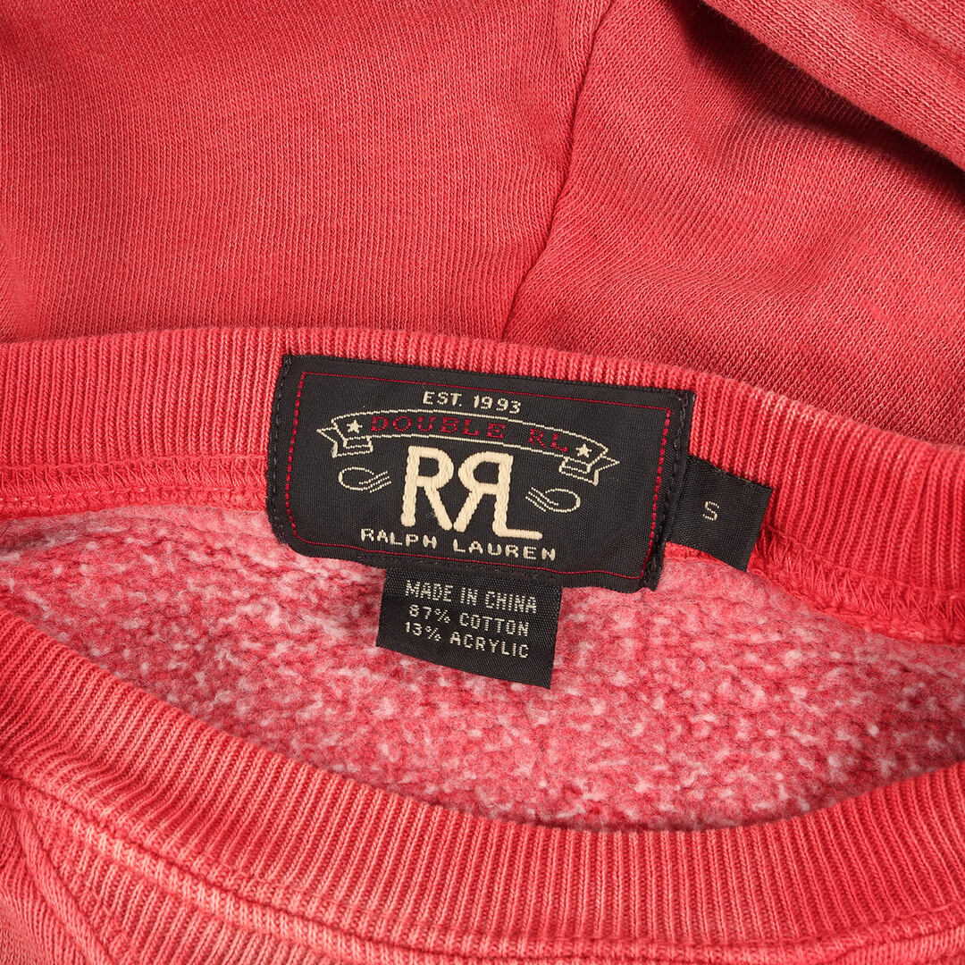 RRL(ダブルアールエル)のRRL ダブルアールエル パーカー サイズ:S ヴィンテージ加工 後付けフード プリント 前V スウェットパーカー レッド ラルフローレン トップス フーディー フーデッド スウェットシャツ【メンズ】【中古】 メンズのトップス(パーカー)の商品写真