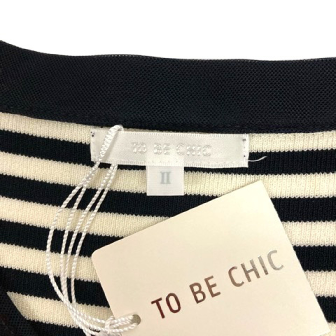 TO BE CHIC(トゥービーシック)のトゥービーシック カーディガン Vネック ボーダー スパンコール 七分袖 2 黒 レディースのトップス(カーディガン)の商品写真