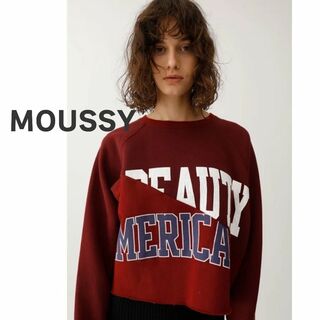 moussy - MOUSSY マウジー　スウェット　トレーナー　赤　レッド　プリント　裏起毛