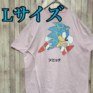 古着SONIC ソニック キャラクターTシャツ 半袖 輸入品 サイズL デカロゴ(Tシャツ/カットソー(半袖/袖なし))