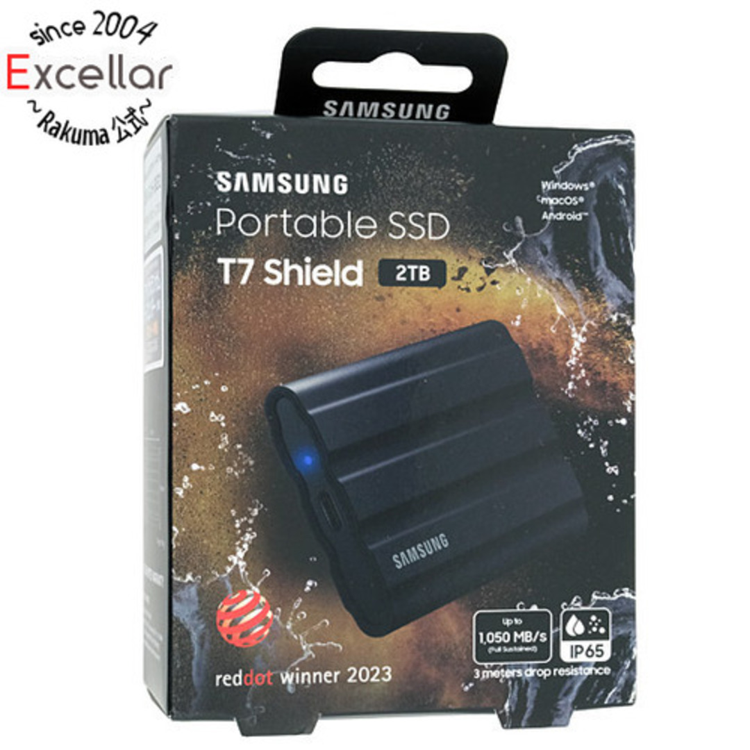 SAMSUNG(サムスン)のSAMSUNG　ポータブルSSD　T7 Shield MU-PE2T0S-IT/EC　ブラック　2TB スマホ/家電/カメラのPC/タブレット(PC周辺機器)の商品写真