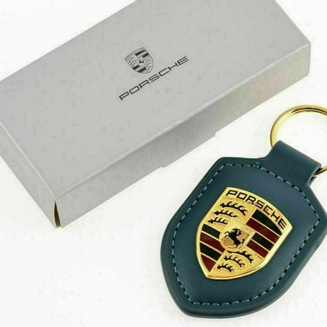 ★残りわずか！ ★PORSCHE ポルシェ クレスト キーホルダー 紺 箱付き 自動車/バイクの自動車(車内アクセサリ)の商品写真