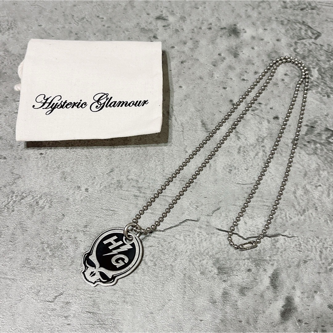 HYSTERIC GLAMOUR(ヒステリックグラマー)の美品 HYSTERIC GLAMOUR スカル HG ロゴ ネックレス メンズのアクセサリー(ネックレス)の商品写真