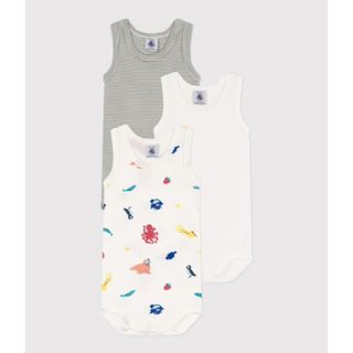 プチバトー(PETIT BATEAU)の新品未使用　プチバトー　18m タンクトップボディ　3枚組　海の生き物(肌着/下着)