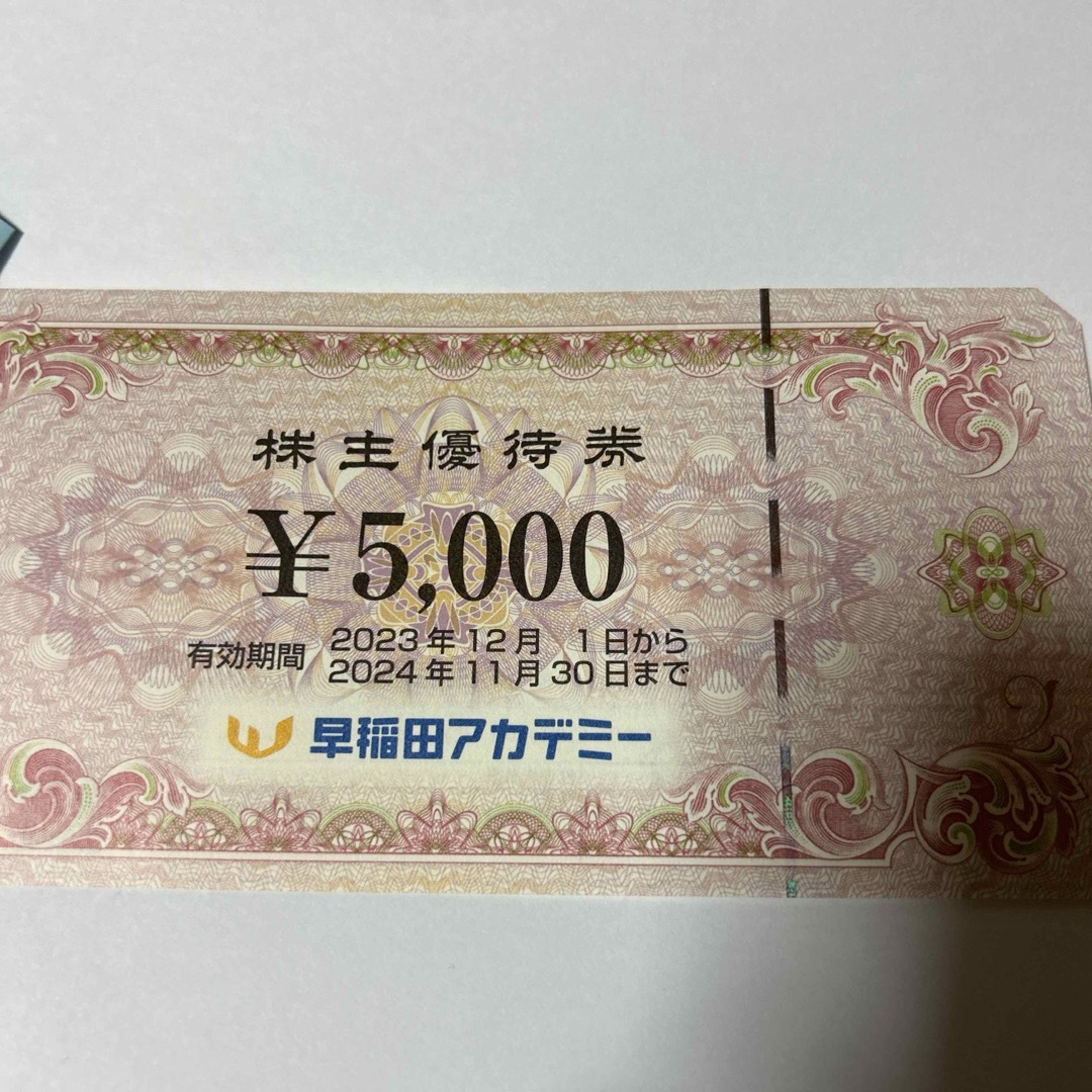 早稲田アカデミー　株主優待券5000円分 チケットの優待券/割引券(その他)の商品写真