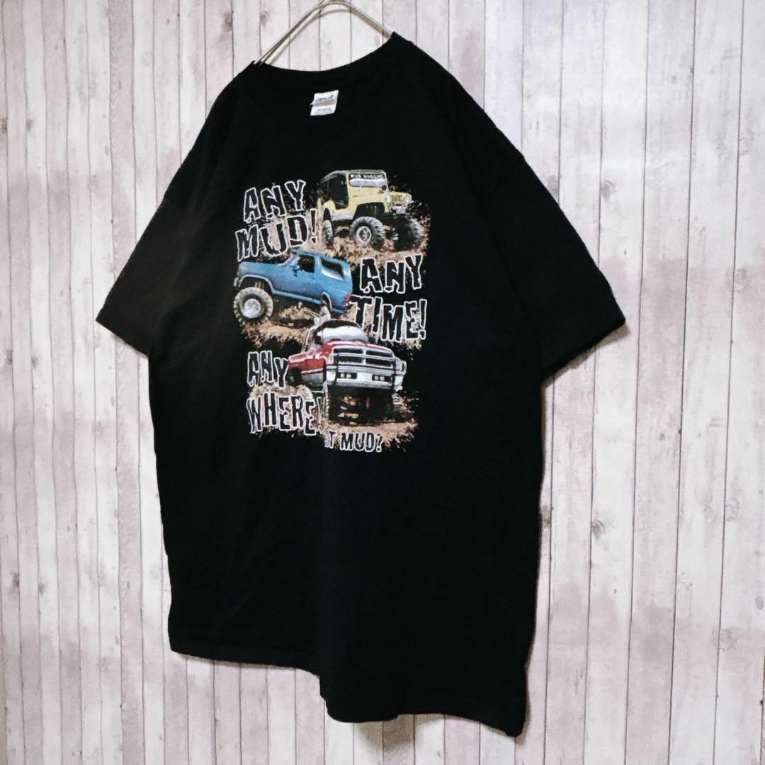 古着　Mud Bog Trucks プリントTシャツ　センターロゴ　輸入品　半袖 メンズのトップス(Tシャツ/カットソー(半袖/袖なし))の商品写真