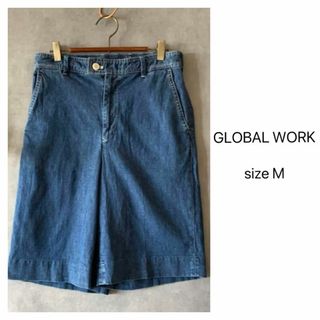 グローバルワーク(GLOBAL WORK)の古着★GLOBAL WORK 麻混デニムハーフパンツ ショートパンツ キュロット(キュロット)