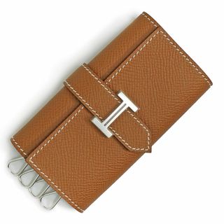 エルメス(Hermes)のエルメス ベアン 4連 キーケース ヴォーエプソン レザー ゴールド ブラウン 茶 シルバー金具 B刻印 箱付 HERMES（新品・未使用品）(キーケース)