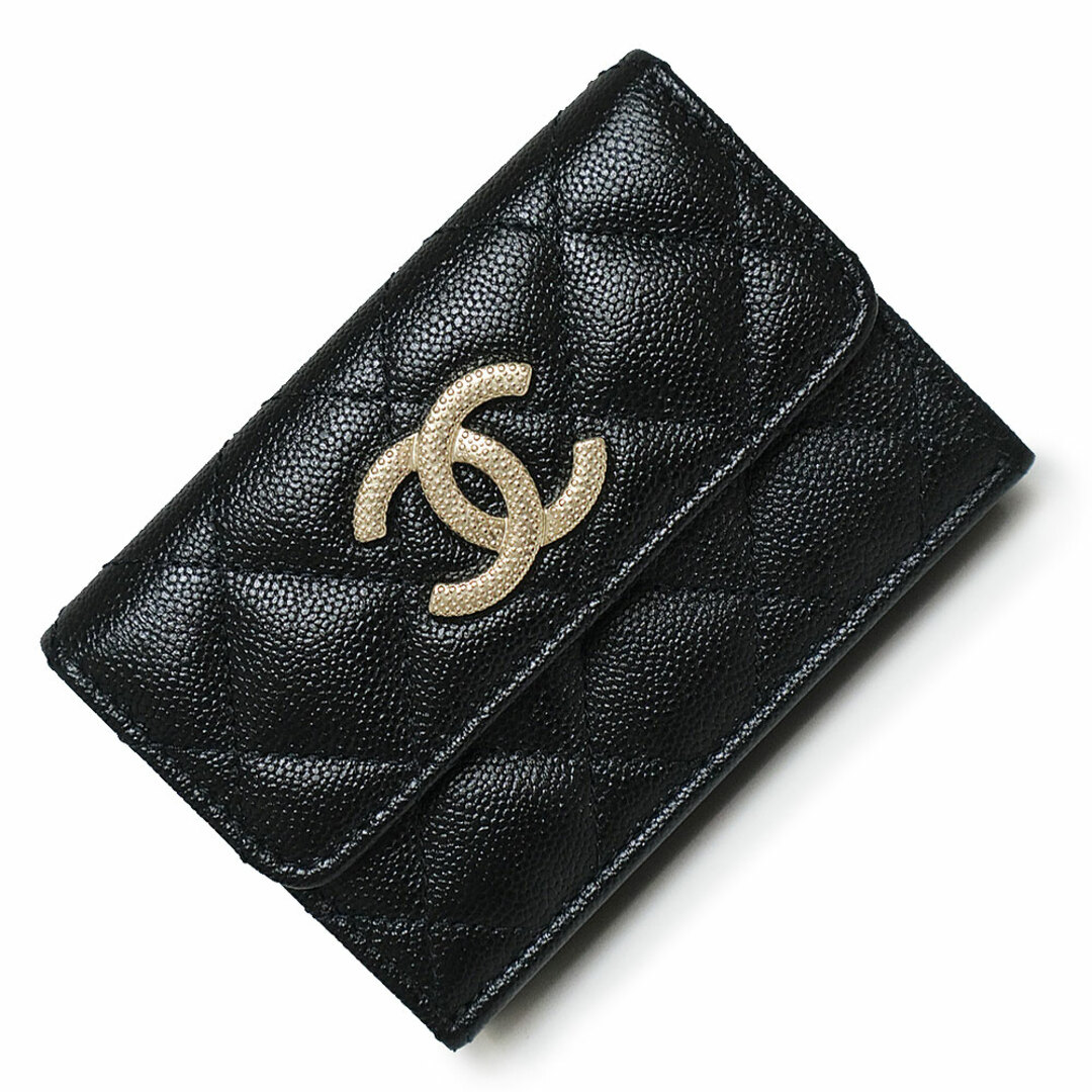 CHANEL(シャネル)のシャネル マトラッセ フラップ コンパクト 三つ折り財布 キャビアスキン レザー ブラック 黒 ゴールド金具 AP2962 箱付 CHANEL（新品・未使用品） レディースのファッション小物(財布)の商品写真