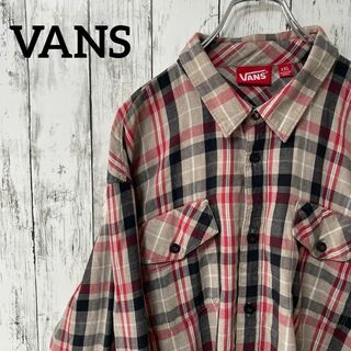 VANS USA古着 ビックサイズ 長袖チェックシャツ メタルボタン2XLメンズ(シャツ)