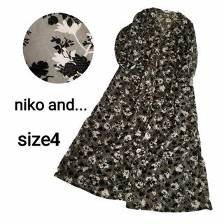 niko and…　シアー　ロングワンピース　羽織　グリーン　花柄　L