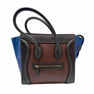 セリーヌ(celine)のセリーヌ CELINE ハンドバッグ ラゲージ マイクロ ショッパー レザー ブラウン/ブルー ゴールド レディース 送料無料【中古】 z0522(ハンドバッグ)