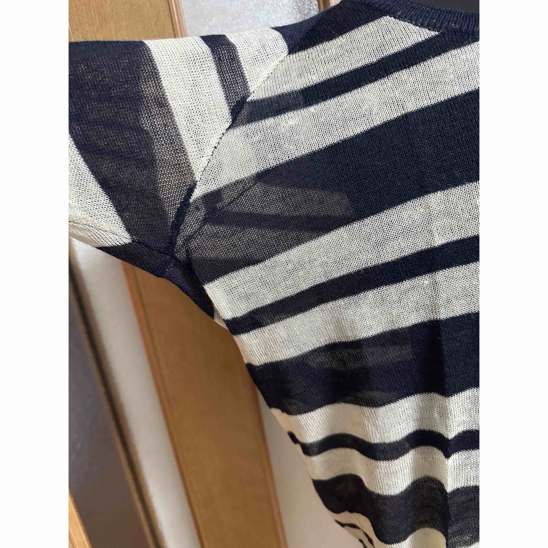 Shel'tter ORIGINAL(シェルターオリジナル)のSHEL'TTER   ボーダーサマーニットシャツ半袖夏　紺色×ホワイト　フリー メンズのトップス(Tシャツ/カットソー(半袖/袖なし))の商品写真