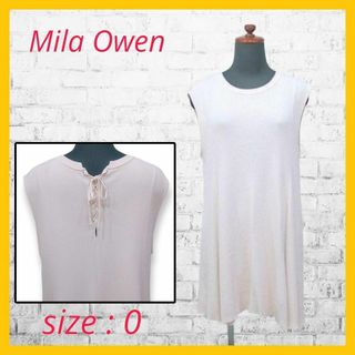 ミラオーウェン(Mila Owen)の美品 ミラオーウェン ニット ワンピース チュニック ノースリーブ XS ピンク(ニット/セーター)