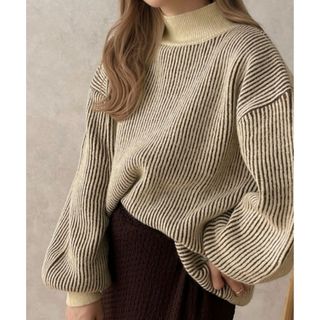 ナチュラルクチュール(natural couture)の2wayハイネックストライプニット(ニット/セーター)