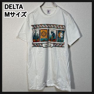 【デルタ】半袖Tシャツ　メキシカン　サボテン　幾何学　白T　太陽　月F９