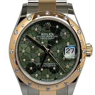 ロレックス(ROLEX)の美品 ロレックス デイトジャスト31 フローラルモチーフ 腕時計 278343RBR 自動巻き オリーブグリーン文字盤 ステンレススチール K18YG レディース ROLEX 【221-44719】(腕時計)