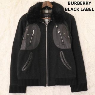 バーバリーブラックレーベル(BURBERRY BLACK LABEL)のバーバリーブラックレーベル　ラムレザー切り替え　ウールブルゾン　ファー　M(その他)