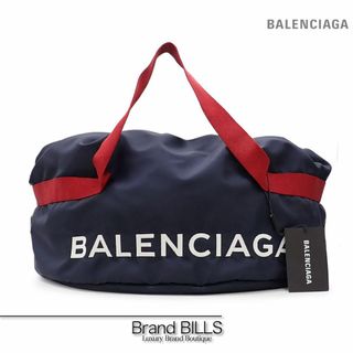 Balenciaga - 未使用品 バレンシアガ ホイールバッグ ボストンバッグ 489939 ナイロン ネイビー レッド  ホワイトロゴ ユニセックス