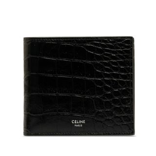 セリーヌ(celine)の美品 セリーヌ クロコ型押し バイフォールドウォレット 二つ折り財布 エナメル レディース CELINE 【214-46520】(財布)