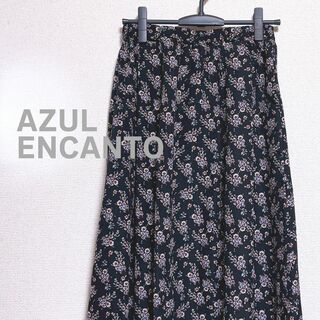 アズールエンカント(AZUL ENCANTO)のAZUL ENCANTO アズールエンカント　スカート　ロング　黒　紫　小花柄(ロングスカート)