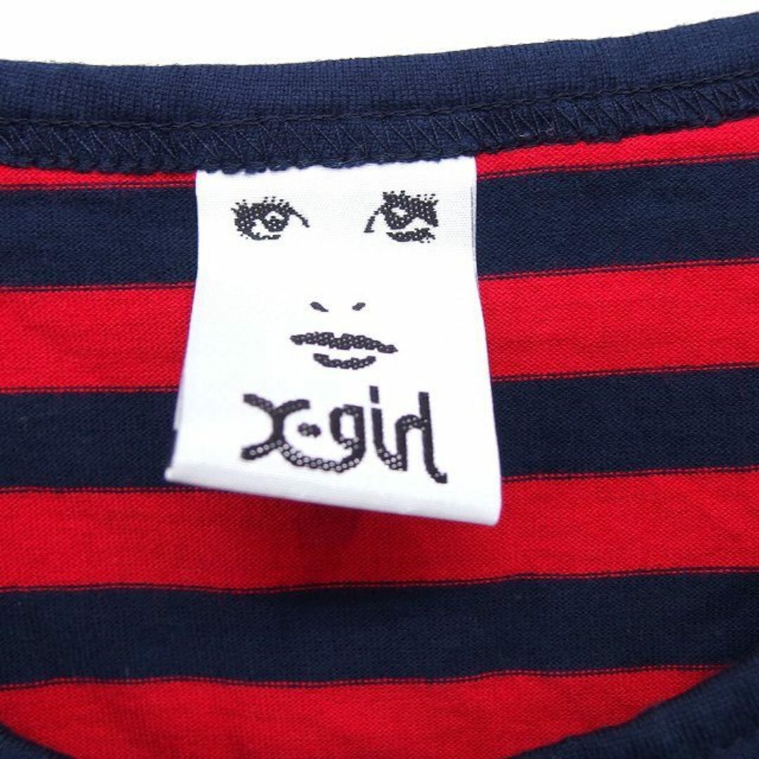 X-girl(エックスガール)のエックスガール タンクトップ コットン 綿 ロゴ プリント ボーダー 1 レッド レディースのトップス(タンクトップ)の商品写真