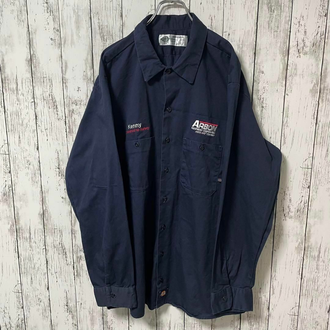 Dickies(ディッキーズ)のDICKIES USA古着 ビックサイズ長袖ワークシャツ 刺繍 2XL メンズ メンズのトップス(シャツ)の商品写真