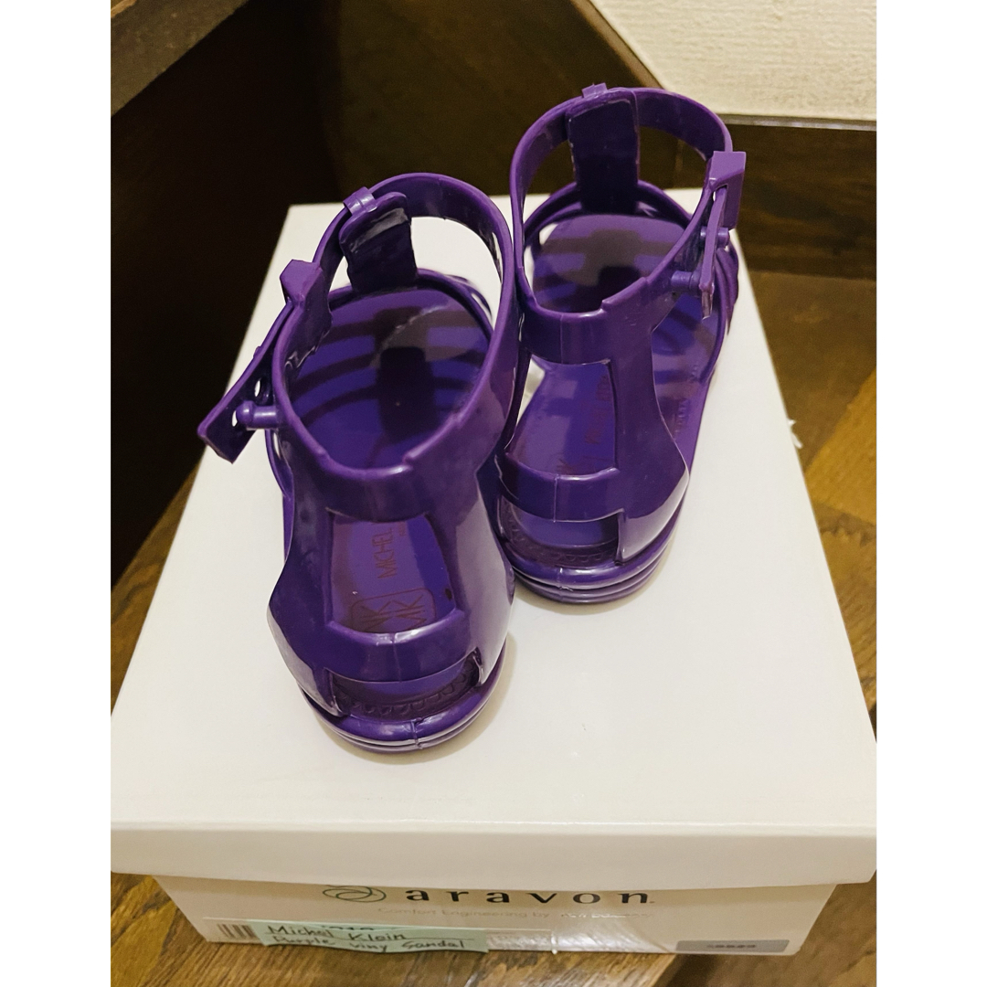 MK MICHEL KLEIN(エムケーミッシェルクラン)の美品★MK ミッシェルクラン ビジュー サンダル  パープル サイズ6/23cm レディースの靴/シューズ(サンダル)の商品写真