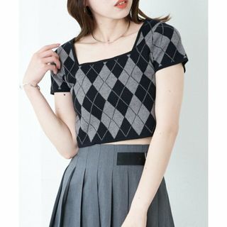 パルグループアウトレット(PAL GROUP OUTLET)の【グレー】【Chico】アーガイルジャガードニット(ニット/セーター)