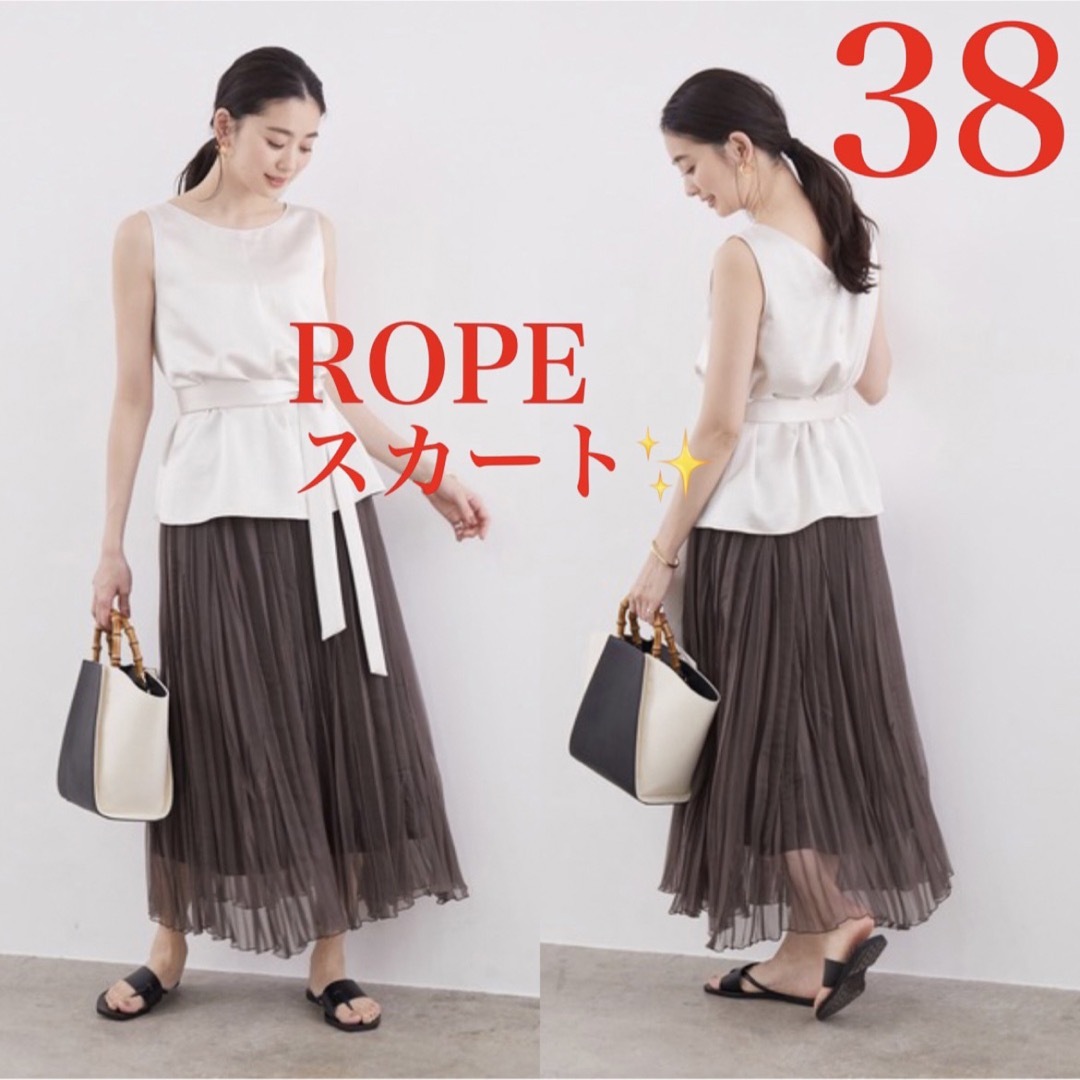 ROPE’(ロペ)の極美品！ROPE ロぺ　オーガンジー　ロングスカート　38 M ブラウン　通年 レディースのスカート(ロングスカート)の商品写真