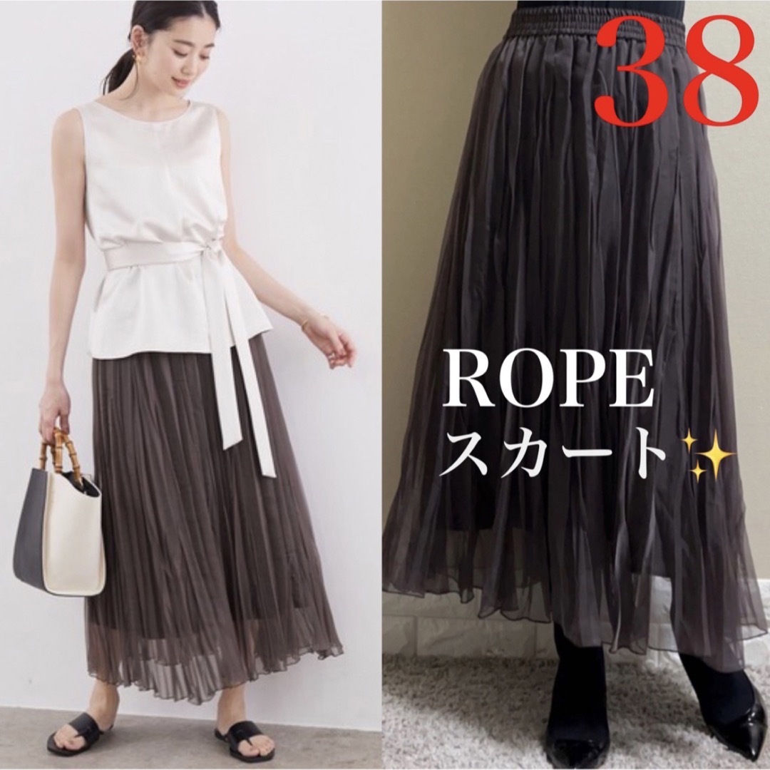 ROPE’(ロペ)の極美品！ROPE ロぺ　オーガンジー　ロングスカート　38 M ブラウン　通年 レディースのスカート(ロングスカート)の商品写真