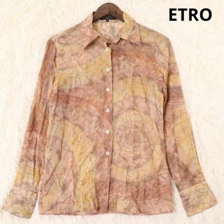 エトロ(ETRO)のエトロ　ラインストーン　総柄　シアーシャツ　ブラウス　長袖　ベージュ系　42(シャツ/ブラウス(長袖/七分))