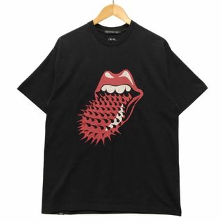 ヒステリックグラマー(HYSTERIC GLAMOUR)のHYSTERIC GLAMOUR ヒステリックグラマー × ザローリングストーンズ スパイク リップ＆タン ベロ 加工 Ｔシャツ ブラック L 正規品 / B5180(Tシャツ/カットソー(半袖/袖なし))