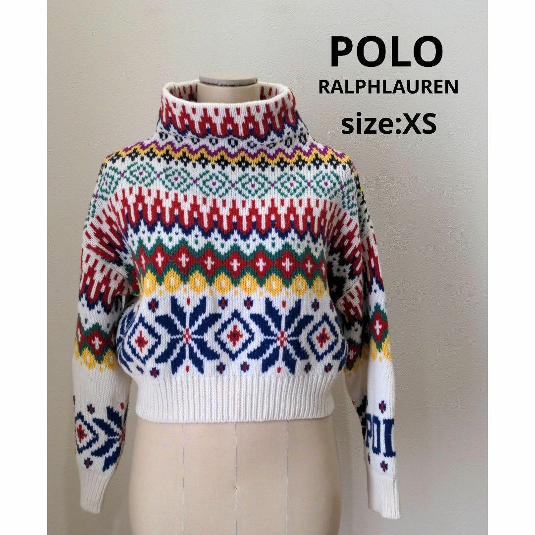 POLO RALPH LAUREN(ポロラルフローレン)のPOLO ラルフローレン ロゴ モックネック ウールブレンド セーター XS レディースのトップス(ニット/セーター)の商品写真