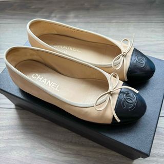 CHANEL - CHANEL バレエシューズ ベージュ×ブラック35.5 シャネル