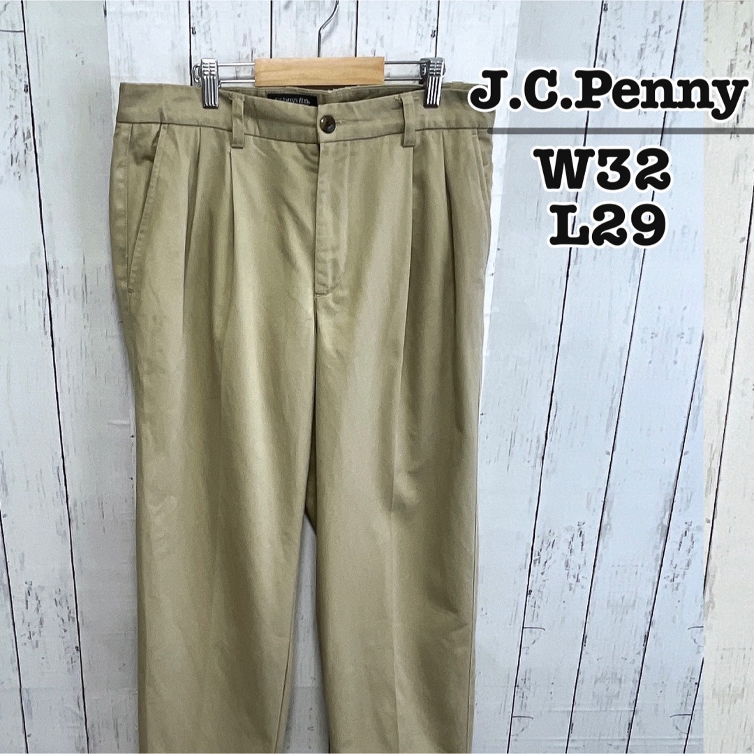 J.C.PENNEY(ジェーシーペニー)のUSA古着　チノパン　コットンパンツ　ベージュ　W32　ワイド　JC Penny メンズのパンツ(チノパン)の商品写真