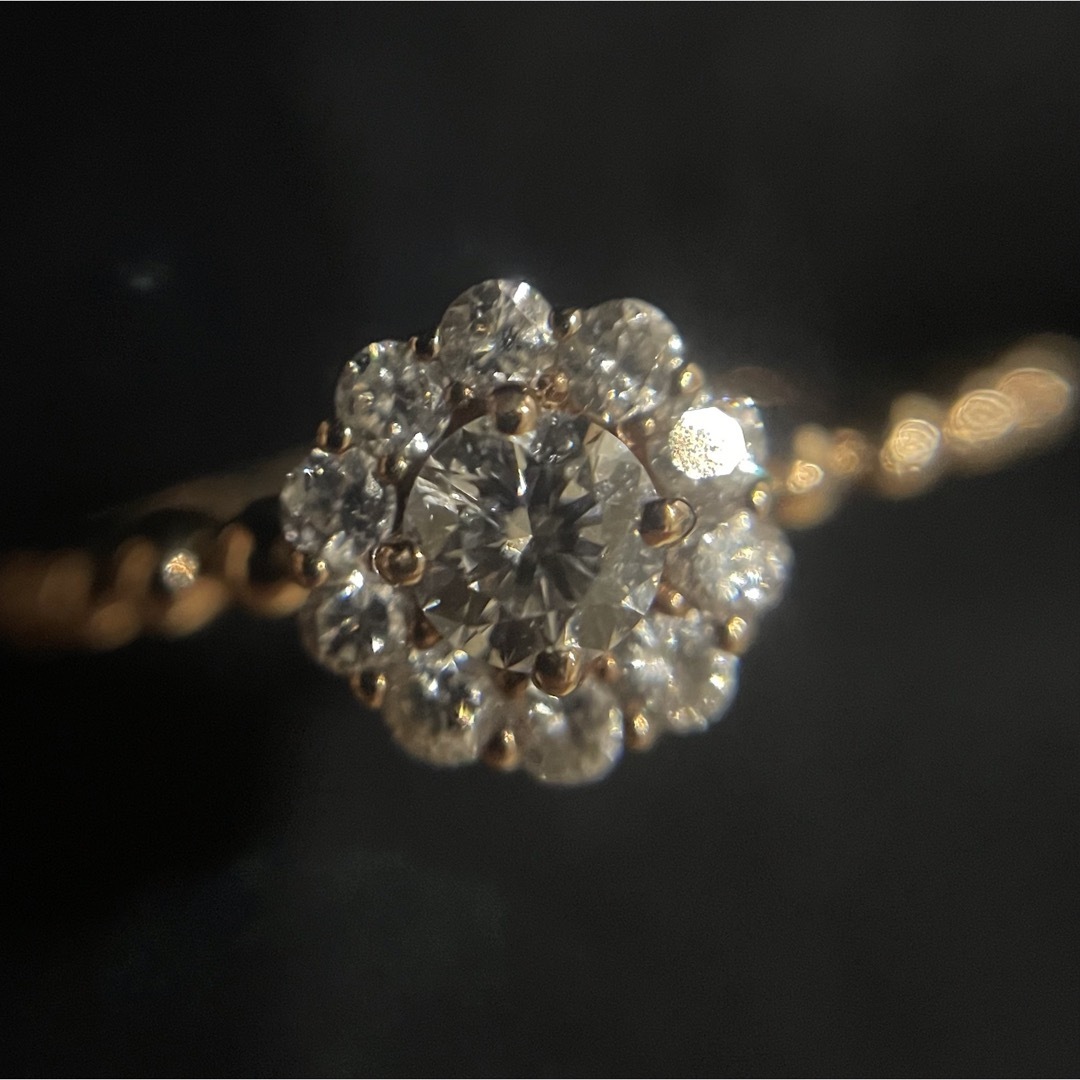 6号　ダイヤ取り巻きリング 指輪 H&C k18 ピンクゴールド ピンキー レディースのアクセサリー(リング(指輪))の商品写真